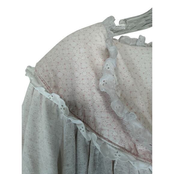 Lanz of Salzburg Pink Dainty Coquette Lounge Cotton Flannel Nightgown Size Large - Picture 7 of 13